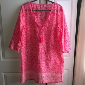 J. Crew Pink Floral Swim Coverup